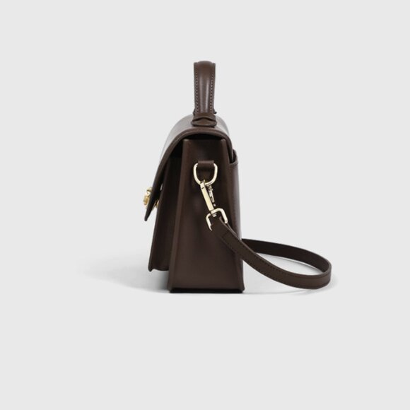 ✨ NEW! Elegant Dark Brown Leather Look Satchel Bag ✨ - Picture 3 of 7